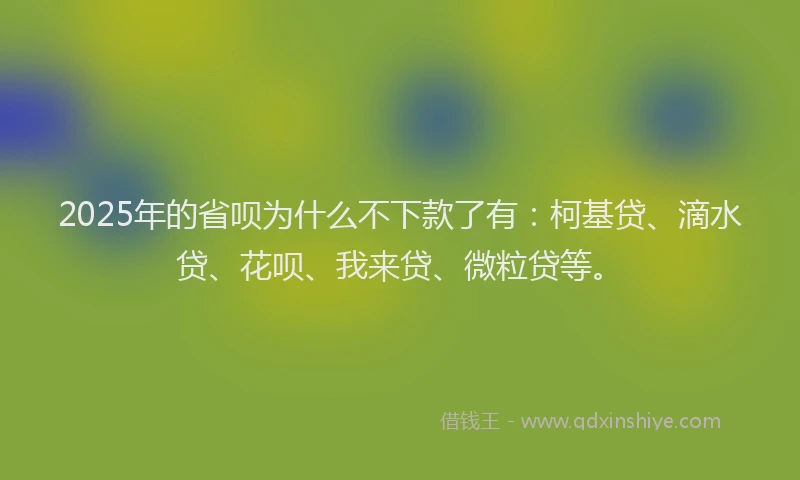 2025年的省呗为什么不下款了有：柯基贷、滴水贷、花呗、我来贷、微粒贷等。