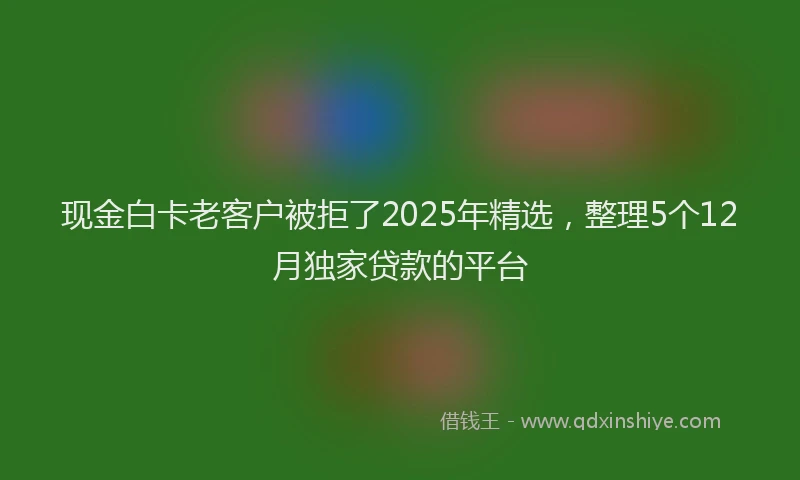 现金白卡老客户被拒了2025年精选，整理5个12月独家贷款的平台