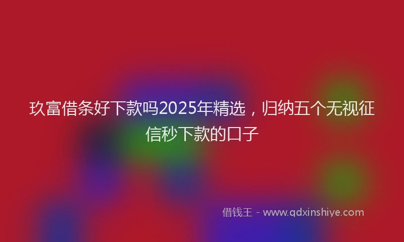 玖富借条好下款吗2025年精选，归纳五个无视征信秒下款的口子
