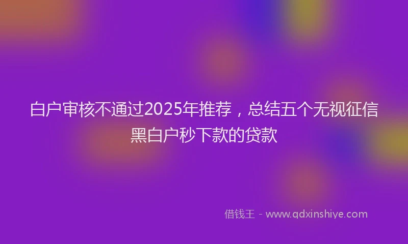 白户审核不通过2025年推荐，总结五个无视征信黑白户秒下款的贷款