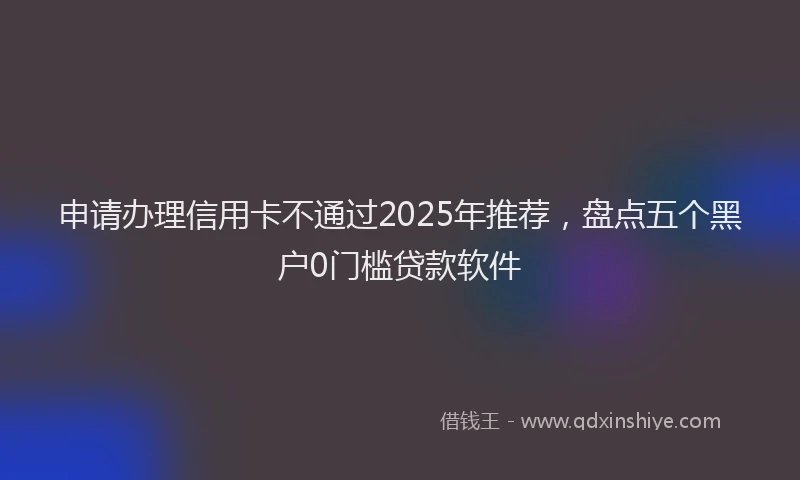 申请办理信用卡不通过2025年推荐，盘点五个黑户0门槛贷款软件