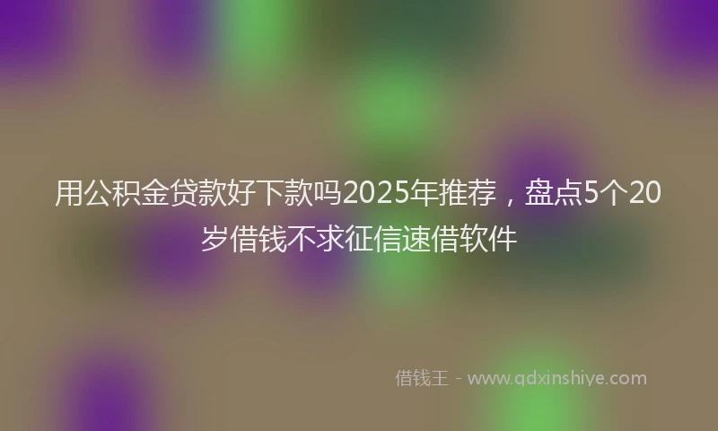 用公积金贷款好下款吗2025年推荐，盘点5个20岁借钱不求征信速借软件