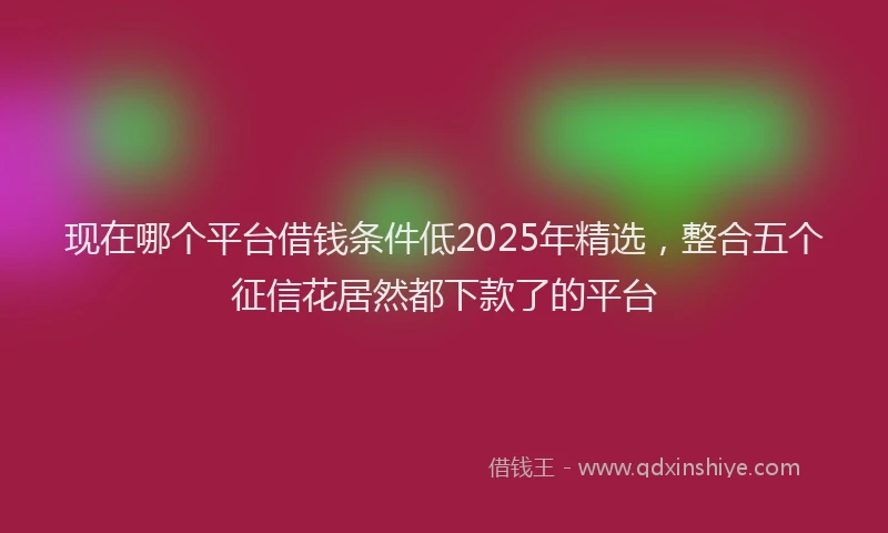 现在哪个平台借钱条件低2025年精选，整合五个征信花居然都下款了的平台