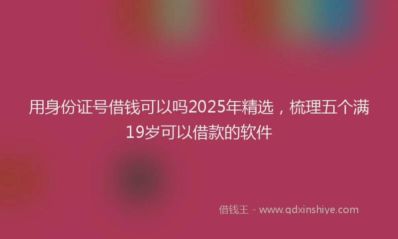 用身份证号借钱可以吗2025年精选，梳理五个满19岁可以借款的软件