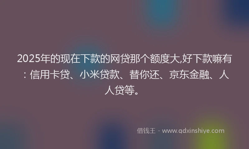 2025年的现在下款的网贷那个额度大,好下款嘛有：信用卡贷、小米贷款、替你还、京东金融、人人贷等。