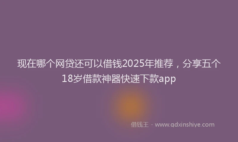 现在哪个网贷还可以借钱2025年推荐，分享五个18岁借款神器快速下款app
