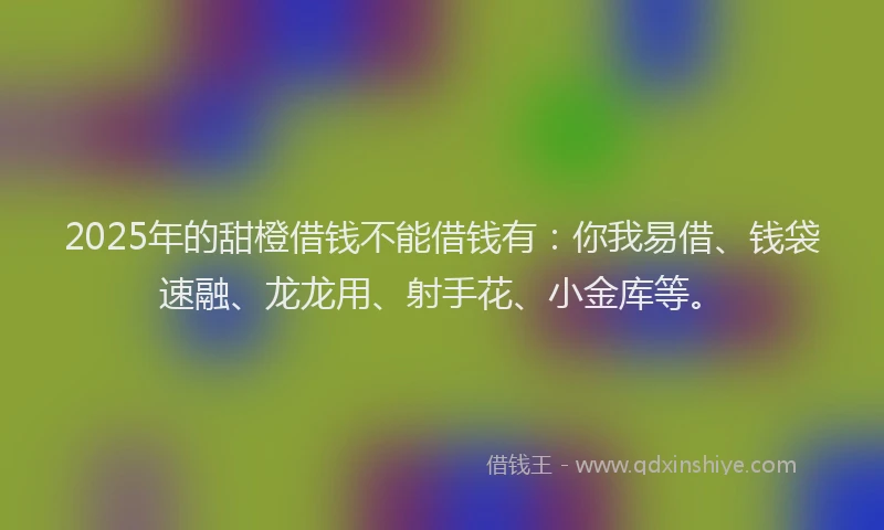 2025年的甜橙借钱不能借钱有：你我易借、钱袋速融、龙龙用、射手花、小金库等。