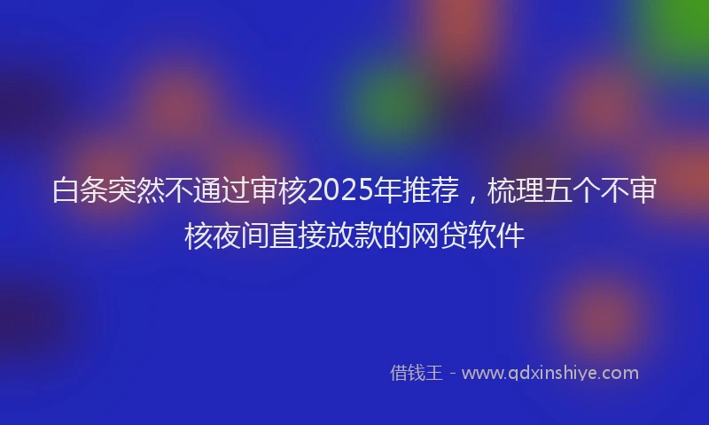 白条突然不通过审核2025年推荐，梳理五个不审核夜间直接放款的网贷软件