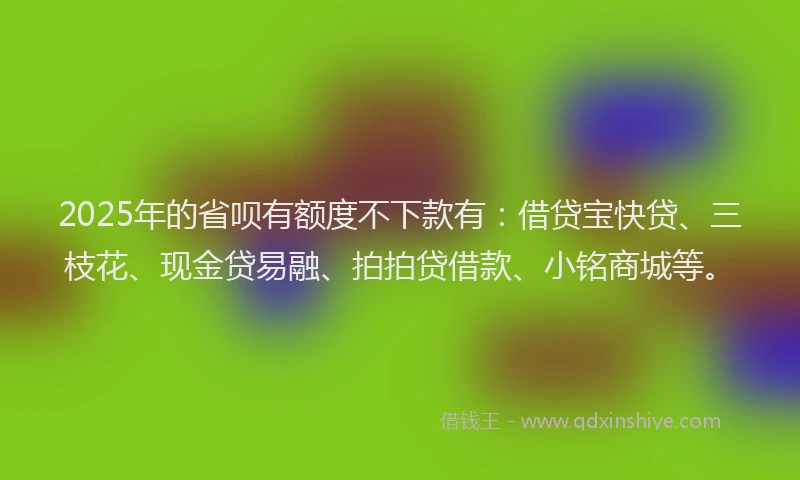 2025年的省呗有额度不下款有：借贷宝快贷、三枝花、现金贷易融、拍拍贷借款、小铭商城等。