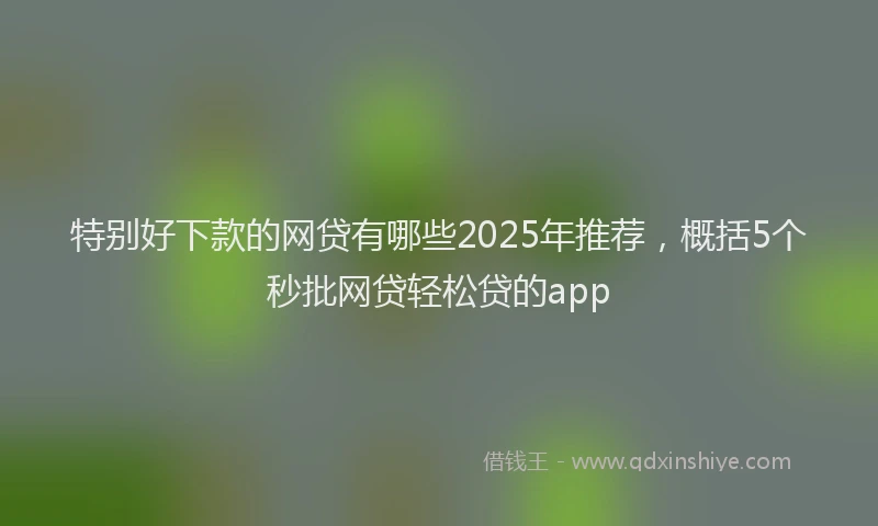 特别好下款的网贷有哪些2025年推荐，概括5个秒批网贷轻松贷的app