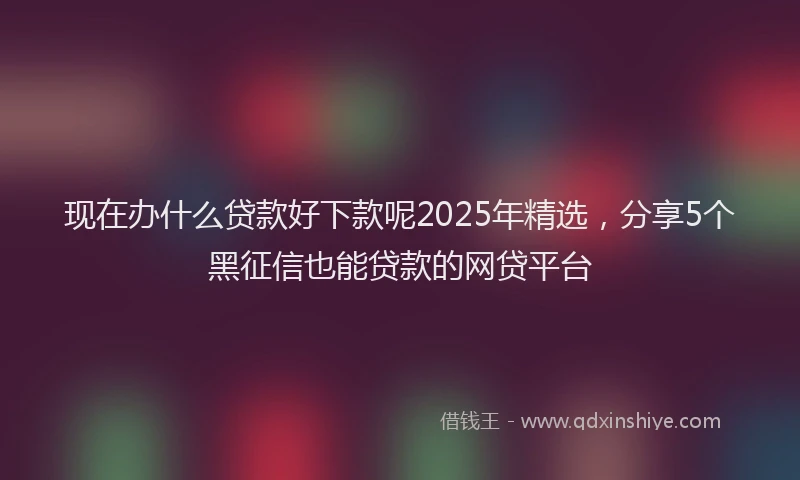 现在办什么贷款好下款呢2025年精选，分享5个黑征信也能贷款的网贷平台