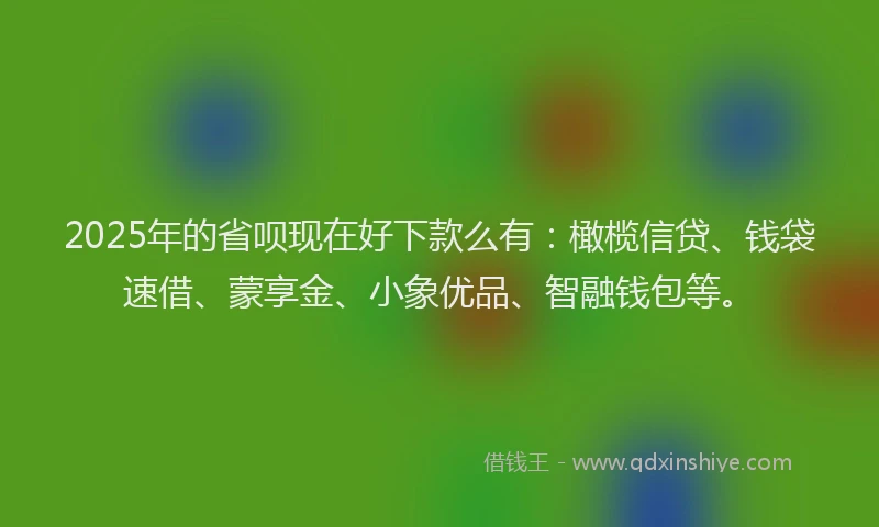 2025年的省呗现在好下款么有：橄榄信贷、钱袋速借、蒙享金、小象优品、智融钱包等。