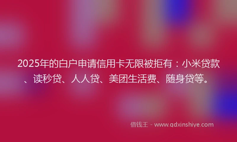 2025年的白户申请信用卡无限被拒有：小米贷款、读秒贷、人人贷、美团生活费、随身贷等。