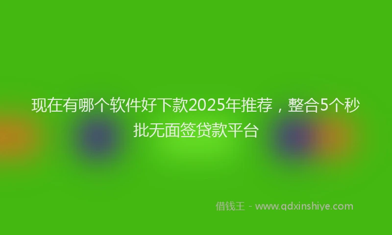 现在有哪个软件好下款2025年推荐，整合5个秒批无面签贷款平台