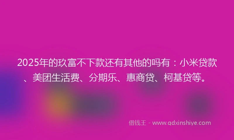 2025年的玖富不下款还有其他的吗有：小米贷款、美团生活费、分期乐、惠商贷、柯基贷等。