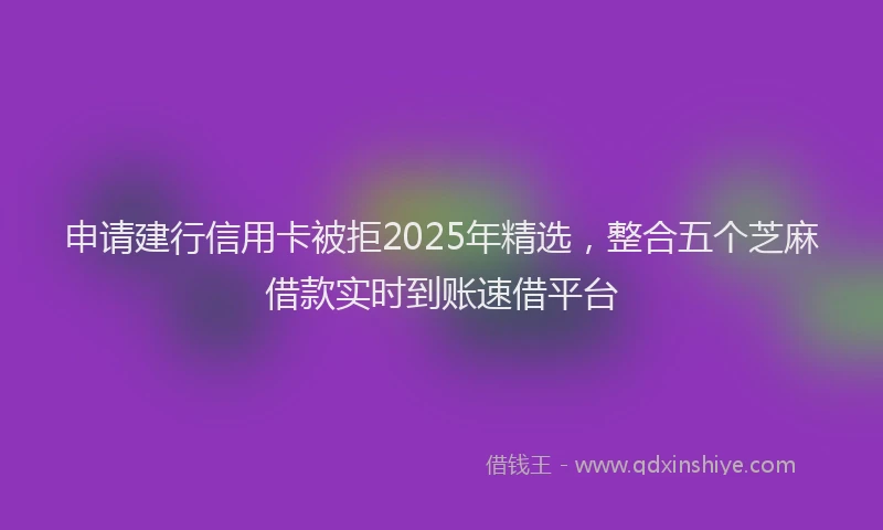 申请建行信用卡被拒2025年精选，整合五个芝麻借款实时到账速借平台