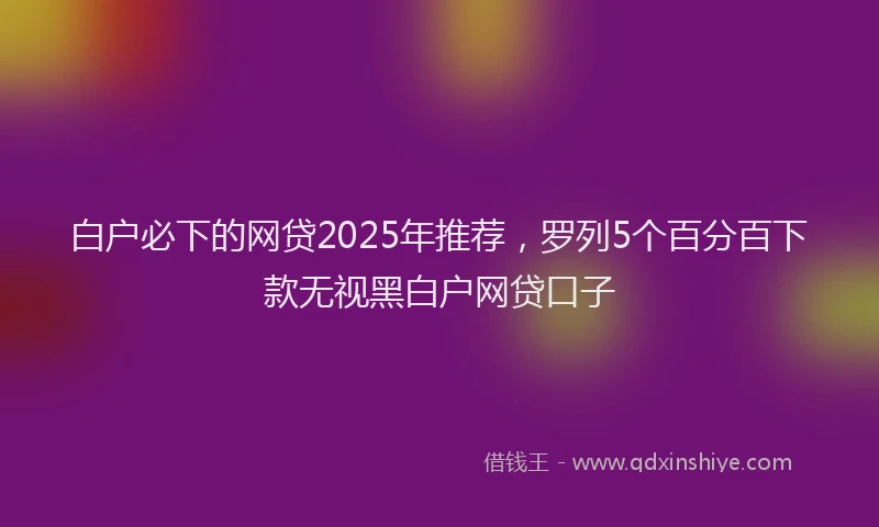 白户必下的网贷2025年推荐，罗列5个百分百下款无视黑白户网贷口子