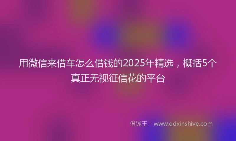 用微信来借车怎么借钱的2025年精选，概括5个真正无视征信花的平台