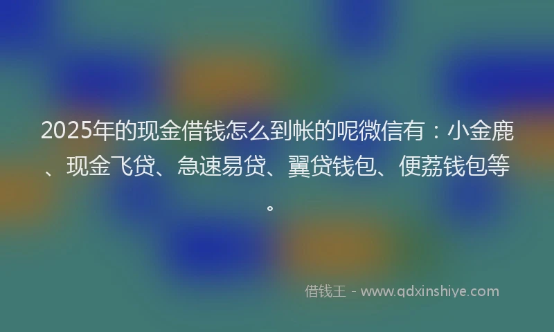 2025年的现金借钱怎么到帐的呢微信有：小金鹿、现金飞贷、急速易贷、翼贷钱包、便荔钱包等。