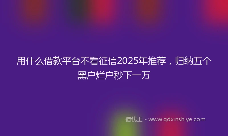 用什么借款平台不看征信2025年推荐，归纳五个黑户烂户秒下一万