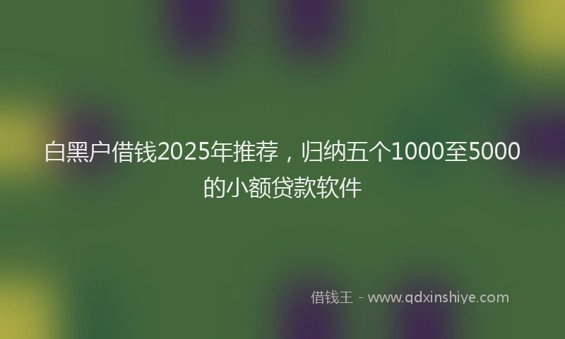 白黑户借钱2025年推荐，归纳五个1000至5000的小额贷款软件