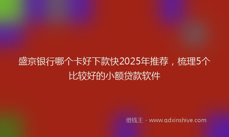 盛京银行哪个卡好下款快2025年推荐，梳理5个比较好的小额贷款软件