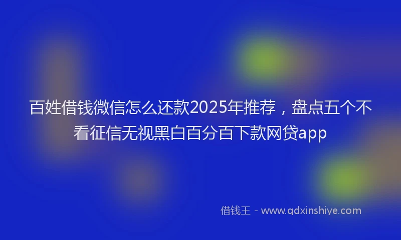 百姓借钱微信怎么还款2025年推荐，盘点五个不看征信无视黑白百分百下款网贷app