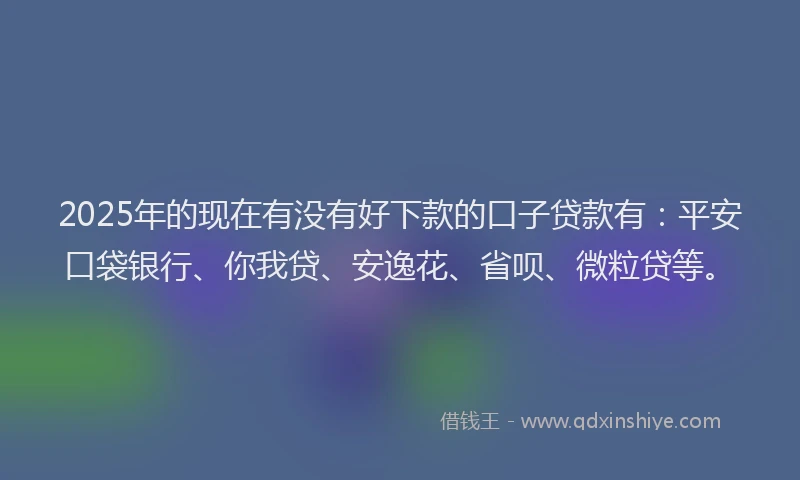2025年的现在有没有好下款的口子贷款有：平安口袋银行、你我贷、安逸花、省呗、微粒贷等。