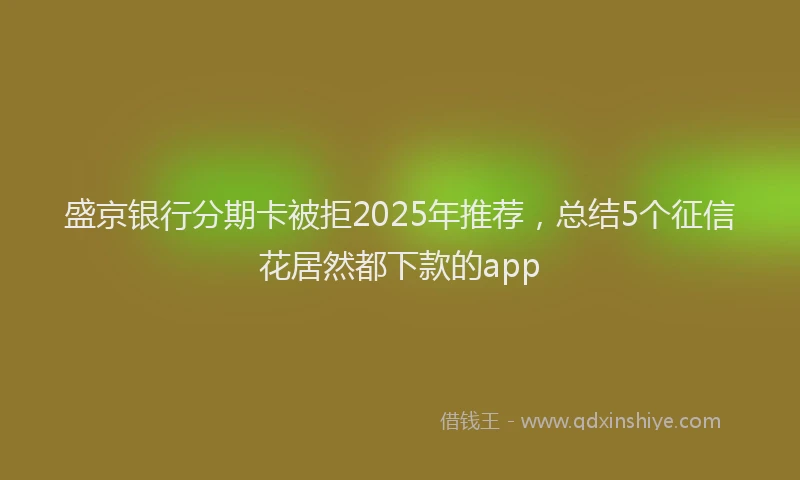 盛京银行分期卡被拒2025年推荐，总结5个征信花居然都下款的app