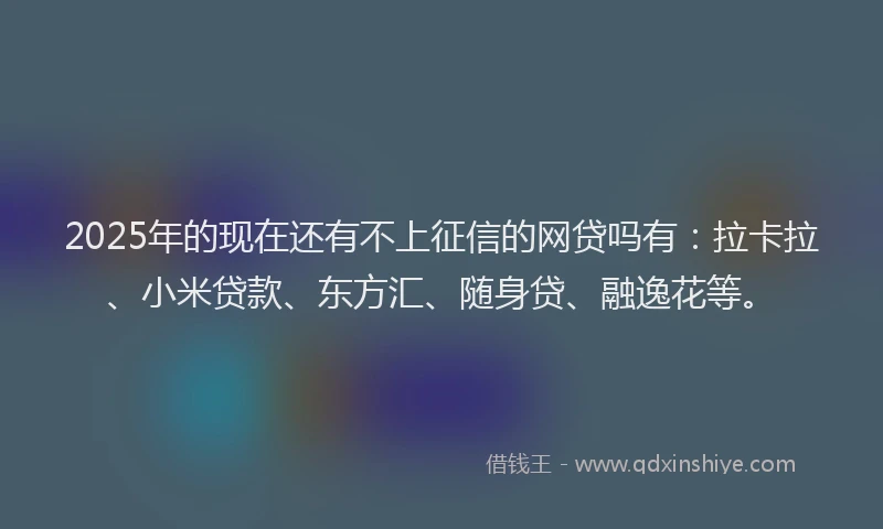 2025年的现在还有不上征信的网贷吗有：拉卡拉、小米贷款、东方汇、随身贷、融逸花等。