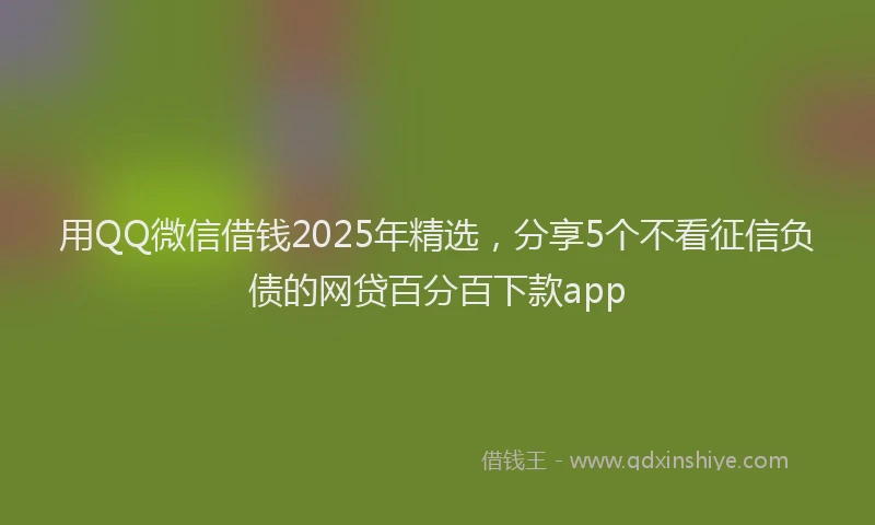 用QQ微信借钱2025年精选，分享5个不看征信负债的网贷百分百下款app