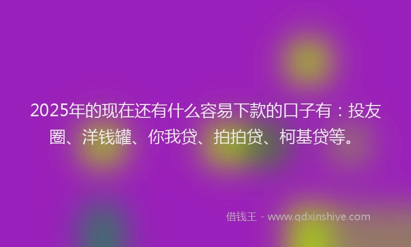 2025年的现在还有什么容易下款的口子有：投友圈、洋钱罐、你我贷、拍拍贷、柯基贷等。