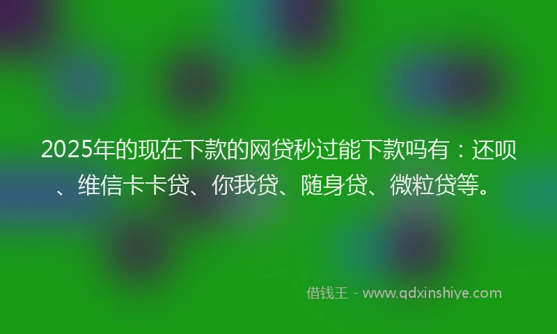 2025年的现在下款的网贷秒过能下款吗有：还呗、维信卡卡贷、你我贷、随身贷、微粒贷等。