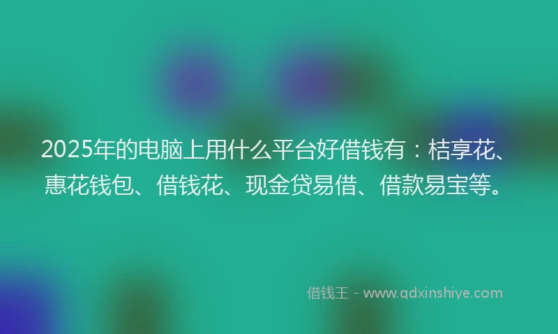 2025年的电脑上用什么平台好借钱有：桔享花、惠花钱包、借钱花、现金贷易借、借款易宝等。