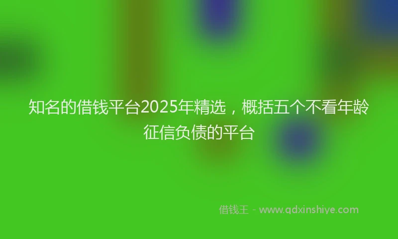知名的借钱平台2025年精选，概括五个不看年龄征信负债的平台