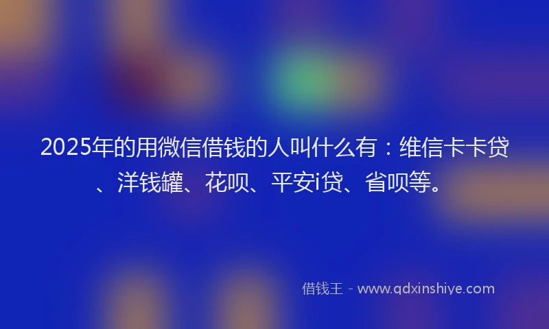 2025年的用微信借钱的人叫什么有：维信卡卡贷、洋钱罐、花呗、平安i贷、省呗等。