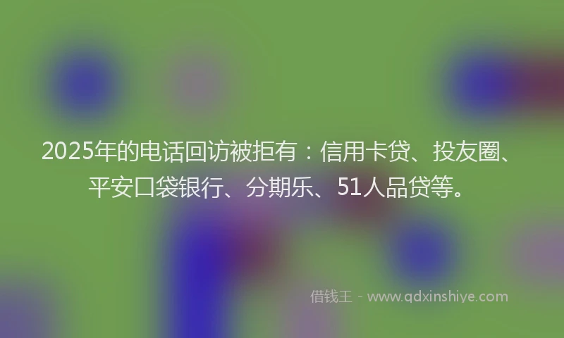 2025年的电话回访被拒有：信用卡贷、投友圈、平安口袋银行、分期乐、51人品贷等。