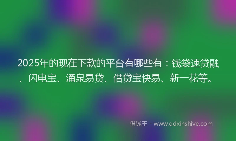 2025年的现在下款的平台有哪些有：钱袋速贷融、闪电宝、涌泉易贷、借贷宝快易、新一花等。