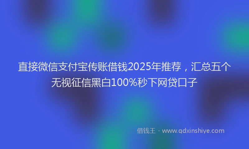 直接微信支付宝传账借钱2025年推荐，汇总五个无视征信黑白100%秒下网贷口子