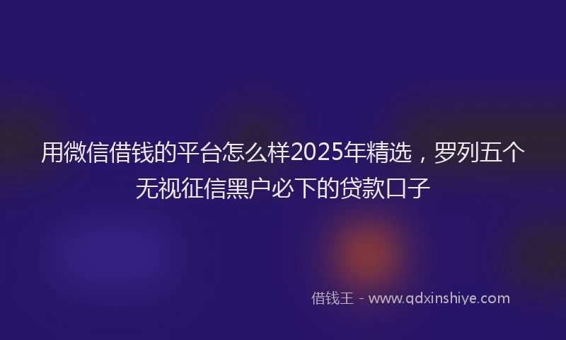 用微信借钱的平台怎么样2025年精选，罗列五个无视征信黑户必下的贷款口子