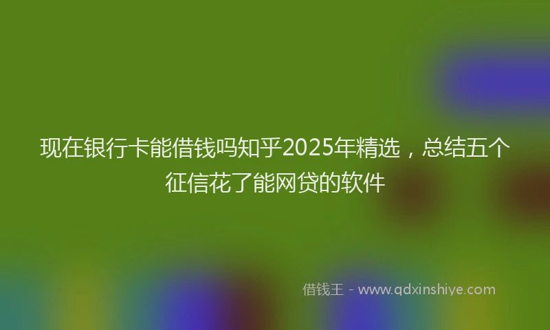 现在银行卡能借钱吗知乎2025年精选，总结五个征信花了能网贷的软件