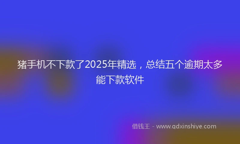猪手机不下款了2025年精选，总结五个逾期太多能下款软件