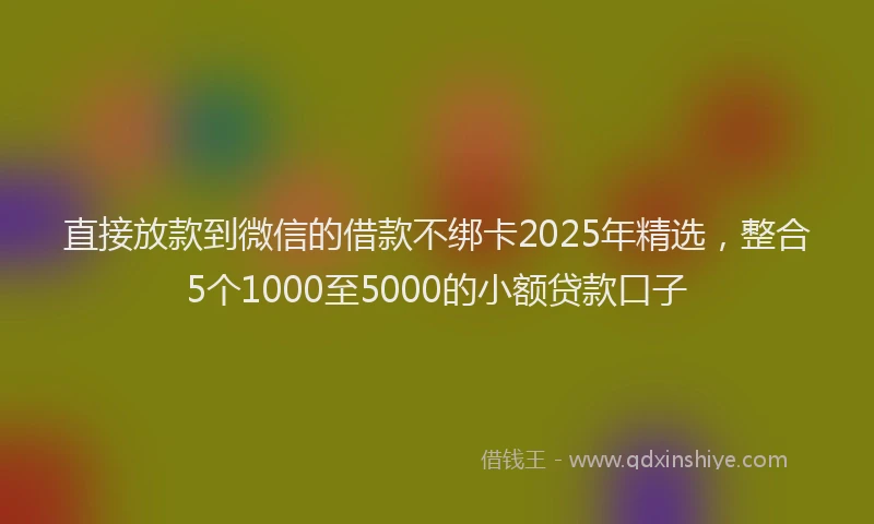 直接放款到微信的借款不绑卡2025年精选，整合5个1000至5000的小额贷款口子