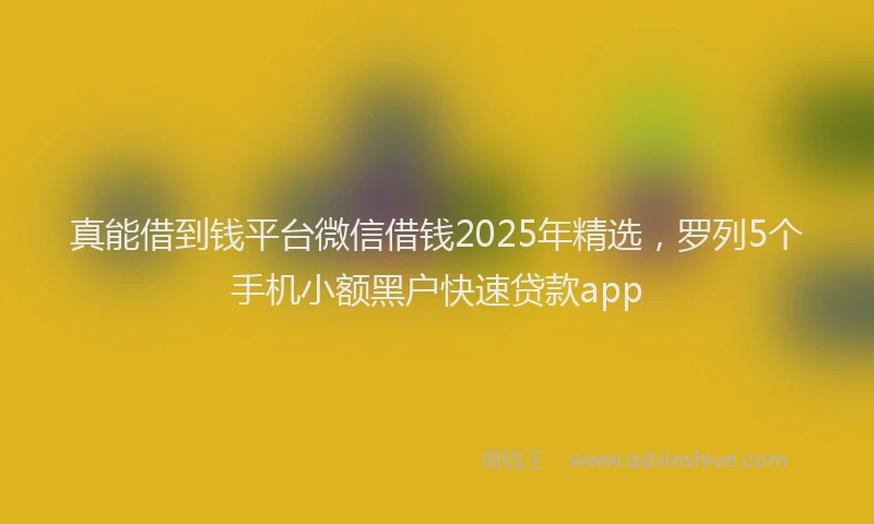 真能借到钱平台微信借钱2025年精选，罗列5个手机小额黑户快速贷款app