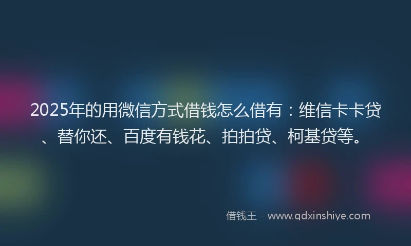 2025年的用微信方式借钱怎么借有：维信卡卡贷、替你还、百度有钱花、拍拍贷、柯基贷等。