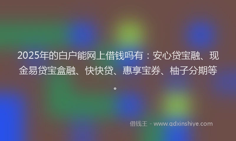 2025年的白户能网上借钱吗有：安心贷宝融、现金易贷宝盒融、快快贷、惠享宝券、柚子分期等。