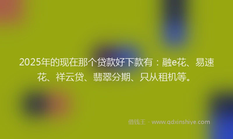 2025年的现在那个贷款好下款有：融e花、易速花、祥云贷、翡翠分期、只从租机等。