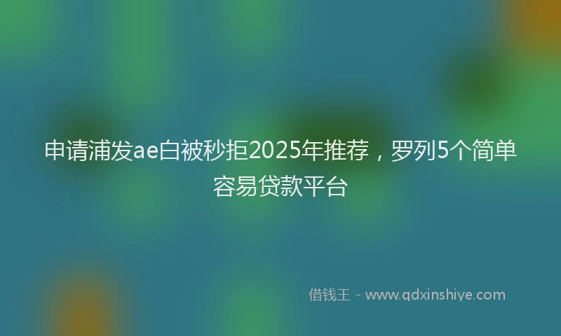 申请浦发ae白被秒拒2025年推荐，罗列5个简单容易贷款平台