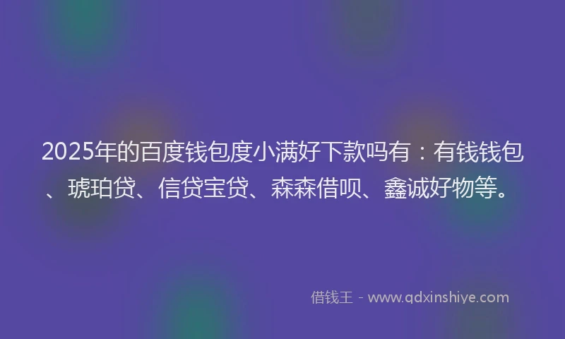 2025年的百度钱包度小满好下款吗有：有钱钱包、琥珀贷、信贷宝贷、森森借呗、鑫诚好物等。