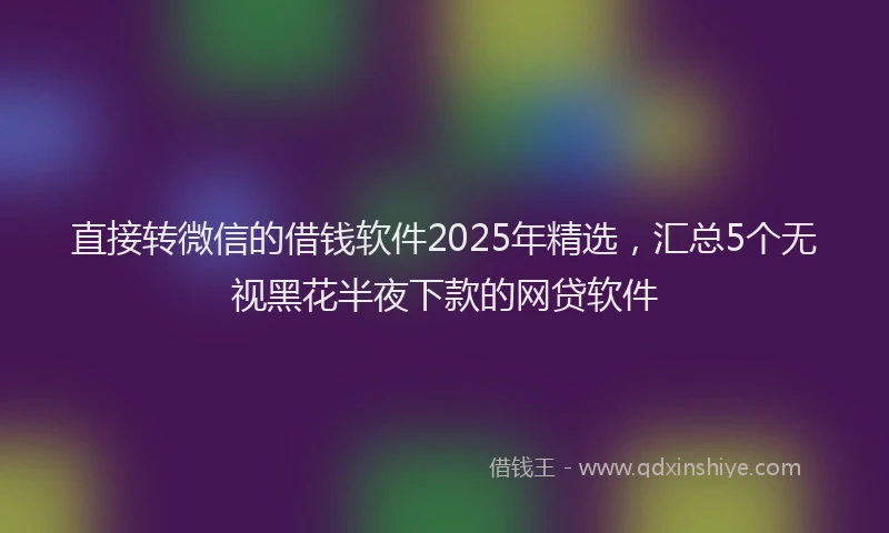 直接转微信的借钱软件2025年精选，汇总5个无视黑花半夜下款的网贷软件